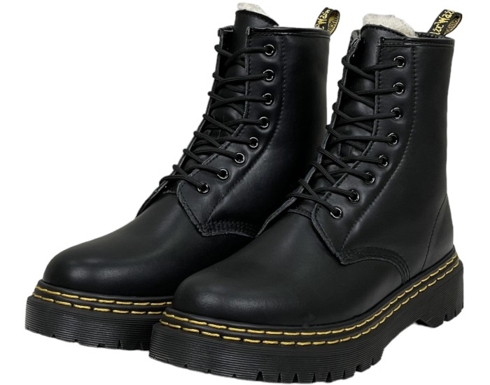 Dr Martens 1460 Black Smooth Double Stitch с мехом