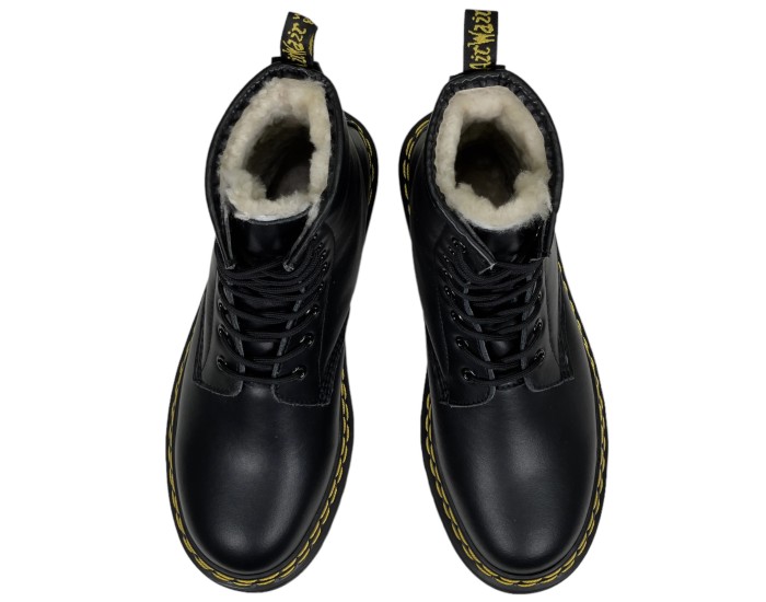 Dr Martens 1460 Black Smooth Double Stitch с мехом