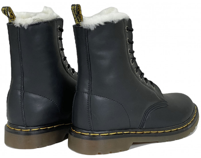 Dr Martens 1460 Smooth Black с белым Мехом