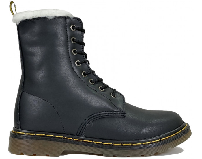 Dr Martens 1460 Smooth Black с белым Мехом